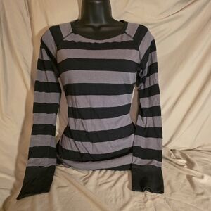 Mossimo Supply Co. Black and Gray Striped Long Sleeve Top